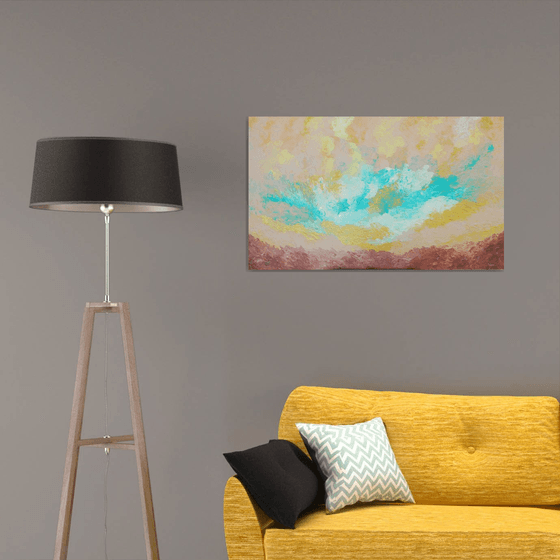 Fulfillment -  between earth and sky; large, colorful abstract; earth colors; home, office decor; gift idea