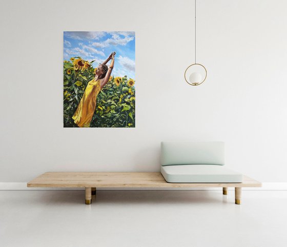 Self-portrait with Sunflowers