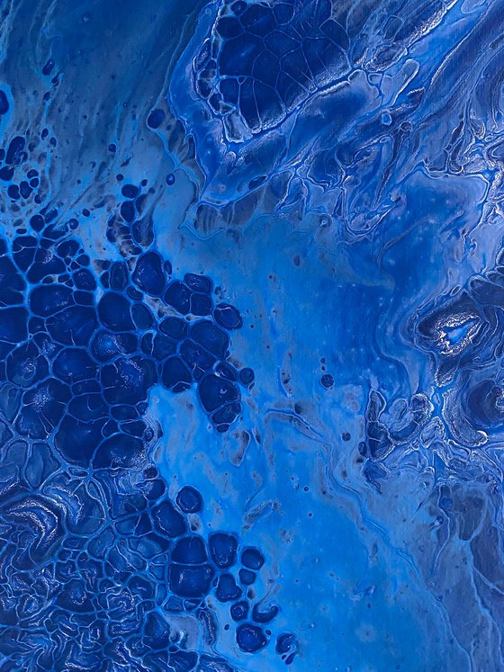 "I Got The Blues" - Save As A Series - Original PMS Abstract Diptych Fluid Acrylic Paintings On Canvas - 32" x 20"