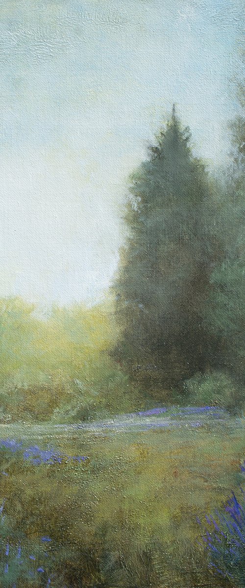 Lavender Morning 210624, flower field impressionist landscape oil painting by Don Bishop