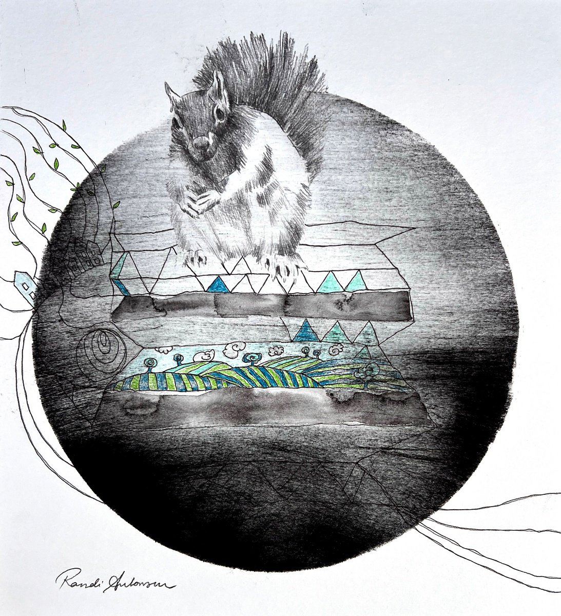 Illustrative Animal Pencil Drawing By Randi Antonsen, 12 X 12", Until We Reach Home, Original Artwork