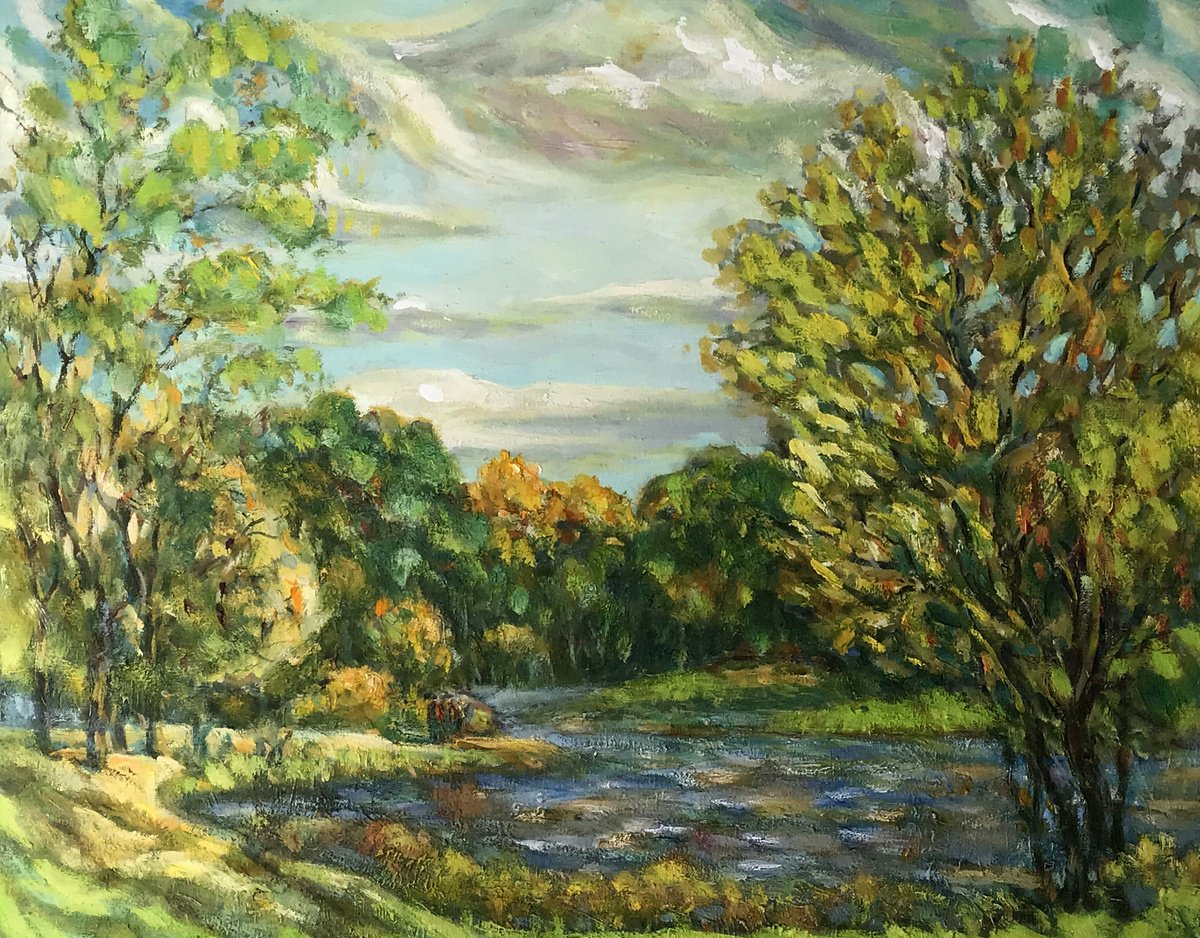 Impressionistic Landscape Oil Painting By Ivan Shapoval, 24 X 18, Basa Tract, Original Artwork