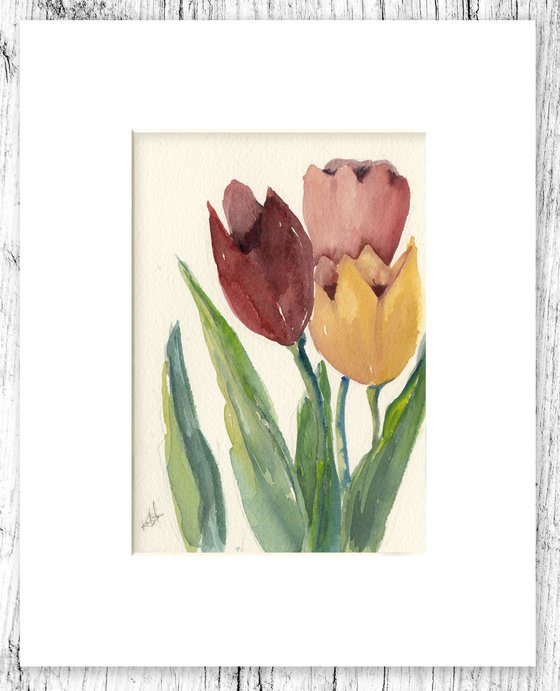Three Tulips - Floral Painting by Kathy Morton Stanion