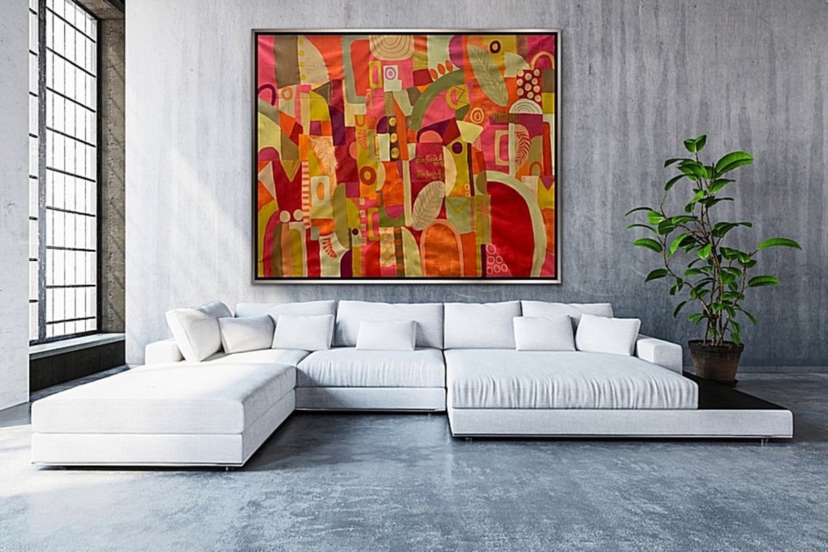 Organic Abstract Acrylic Painting By Rashna Hackett, 72 X 59", Budhaaji (Supersize), Original Artwork