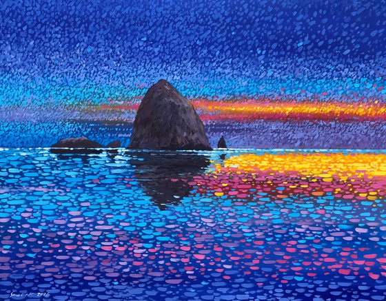 Oregon coast, blue sunset