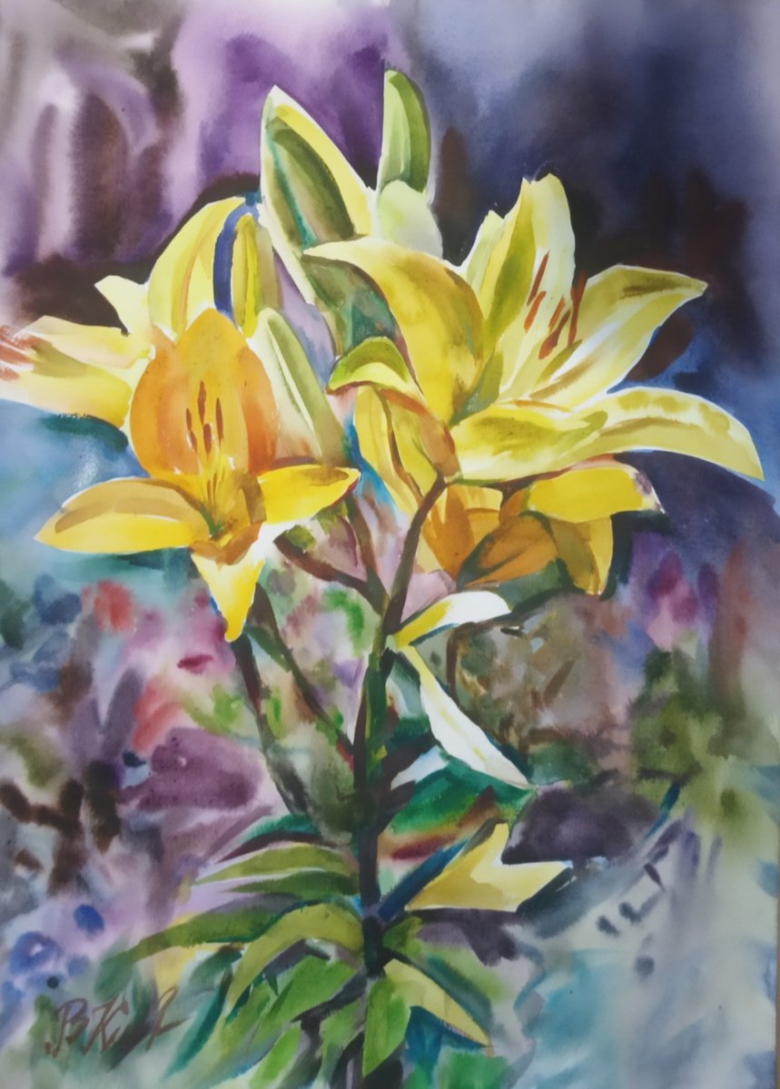 Yellow lilies by Valentina Kachina