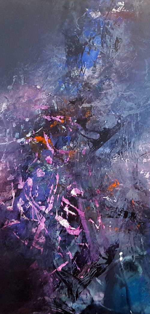 Large XXL 150 cm Lost In Movement Exuberant Colors Fantastic Vibrations By O KLOSKA by Kloska Ovidiu