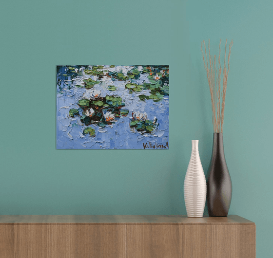 White water lilies Original Oil painting