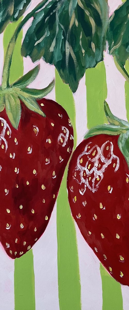 Striped Vintage Strawberries by Dal Kaur