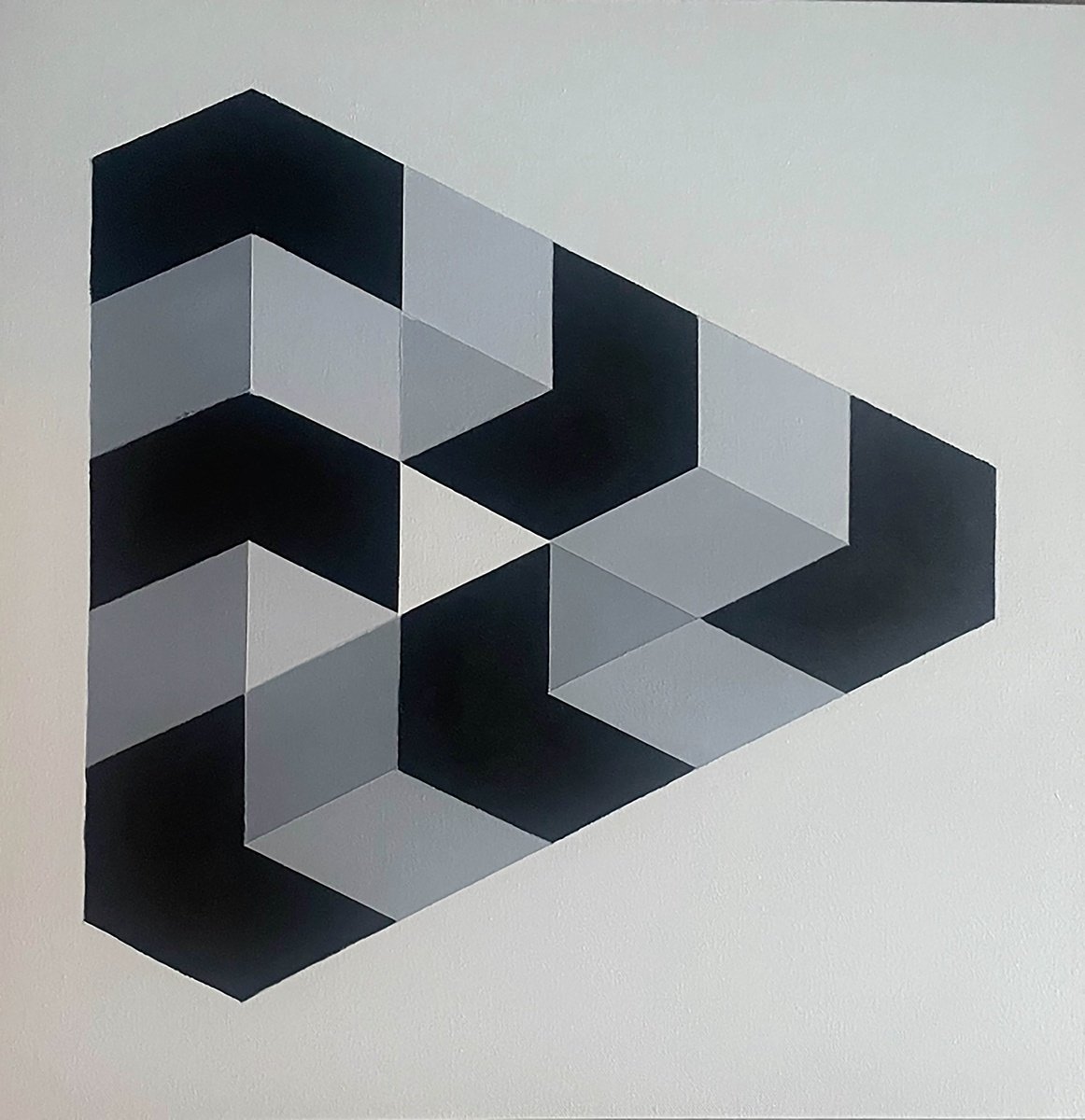 Geometric Abstract Acrylic Painting By Dominic Joyce, 24 X 24, Triangular Tensions, Original Artwork