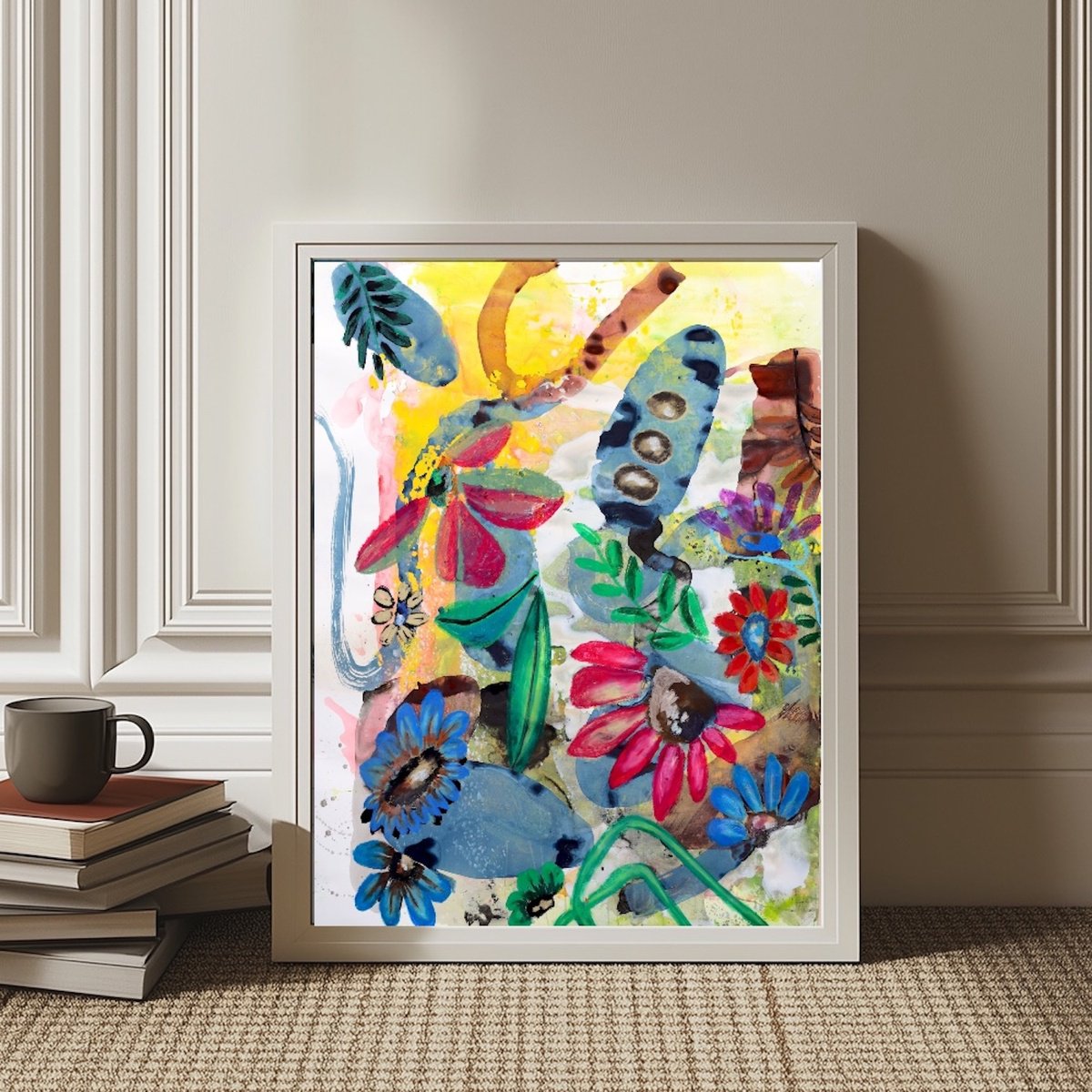 Abstract Botanical Oil Painting By Poovi Art, 30 X 35", Beautiful Bane 04, Original Artwork