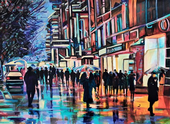Rainy street / 101 x 72 cm