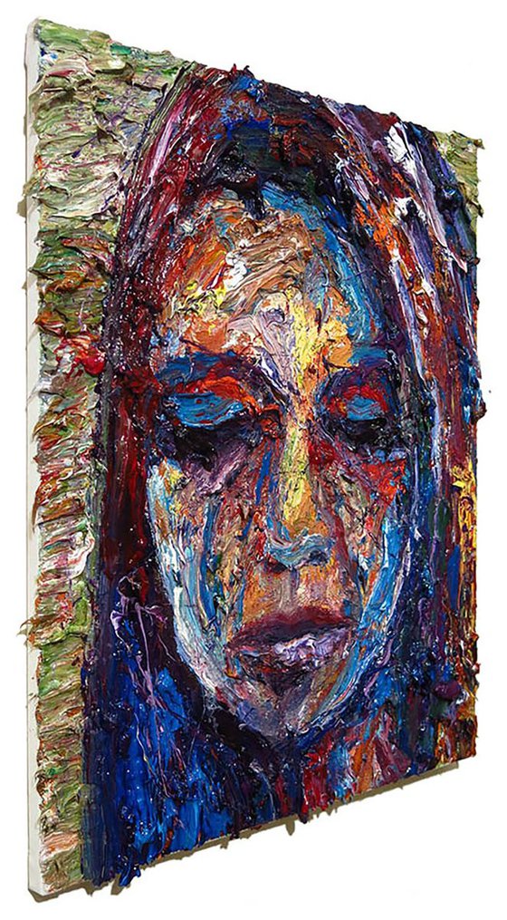 Original Oil Painting Portrait Abstract Face Expressionism Impressionism