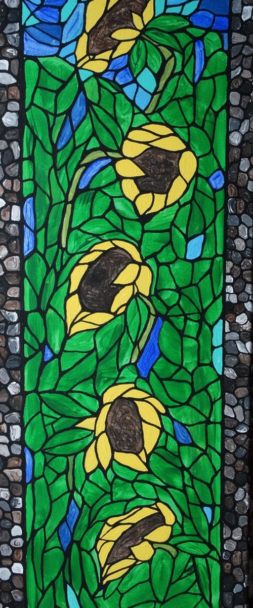Stained glass sunflowers by Rachel Olynuk
