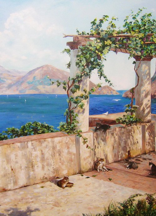 Mediterranean Terrace by the Sea by Natalia Shaykina
