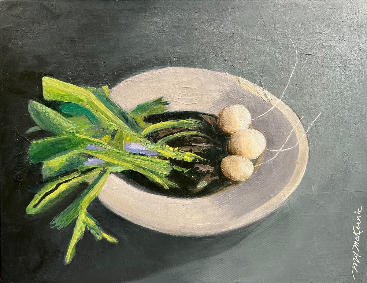 Radish Greens (on Gray) by MaryAnne McKernie