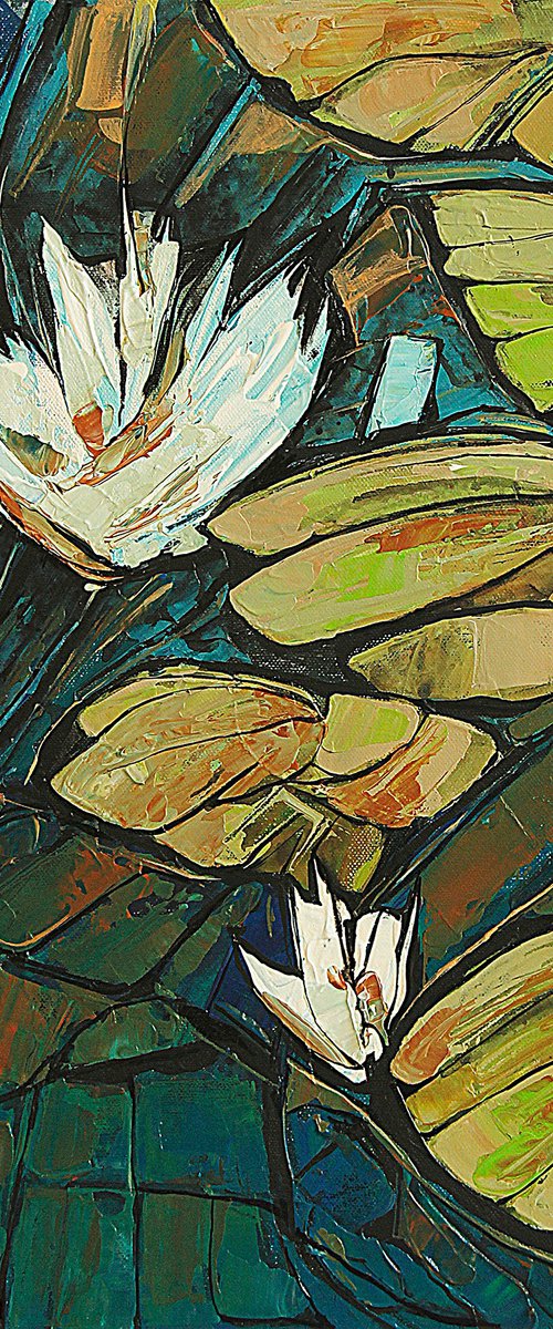 Abstract Water Lilies Pond by ARTIST GURDISH PANNU