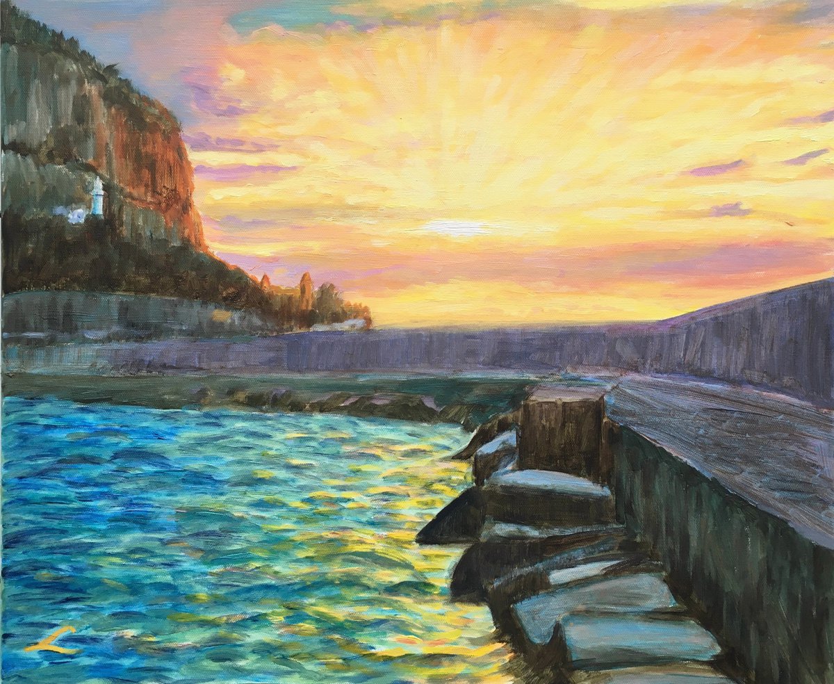 Cefalu Sunset By Elena Sokolova, 22 X 18, Artwork For Sale On Artfinder