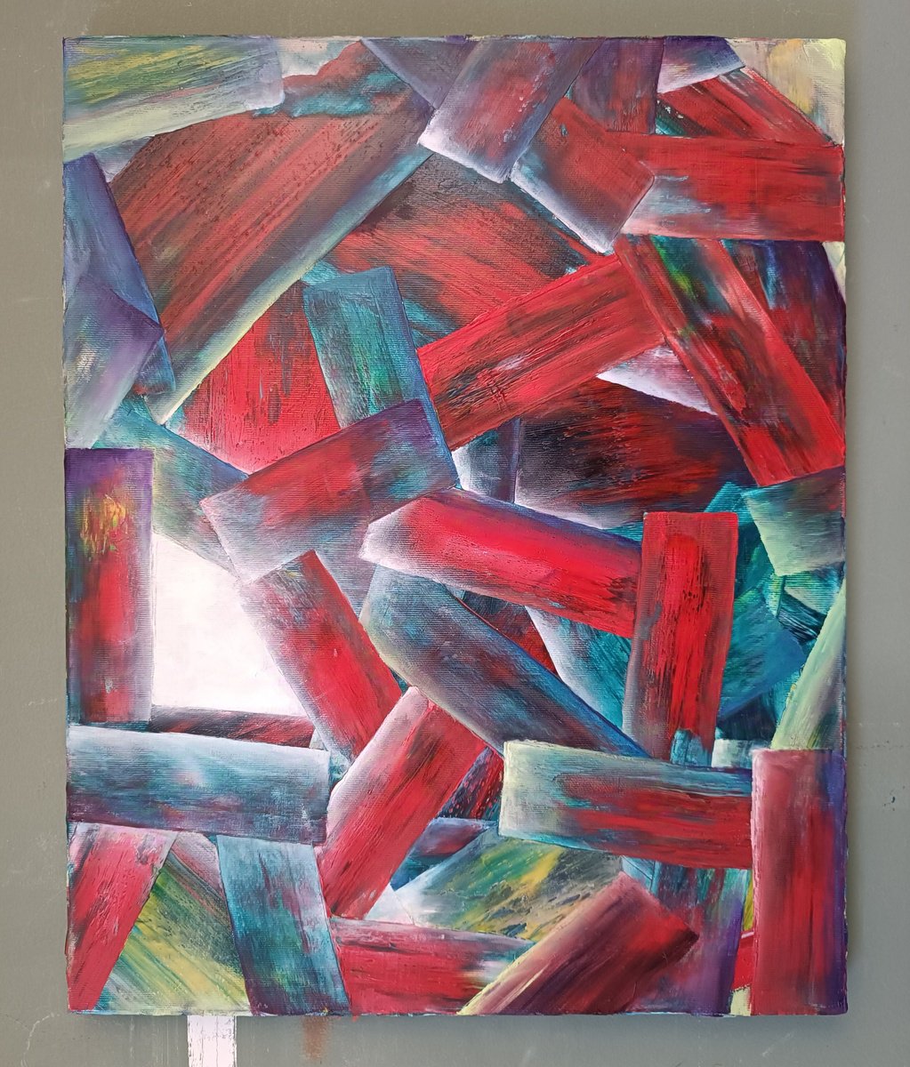 Geometric Abstract Oil Painting By Giuseppe Pastore, 16 X 20, The Importance Of Chance, Original Artwork