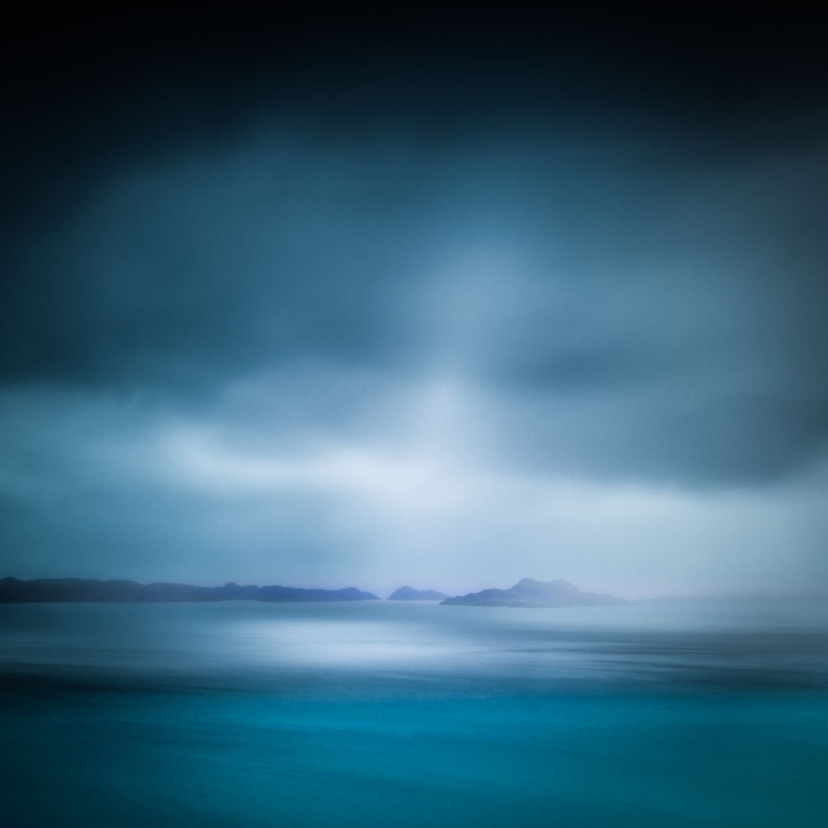 Island Dreams III, Teal Blue Abstract Landscape, Isle of Skye, Scotland by Lynne Douglas