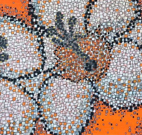HIBICUS WITH ORANGE BACKGROUND - CZ21027 by Carol Zsolt