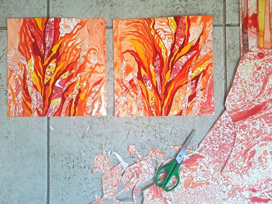 Set of 2 «Flaming Blooms»