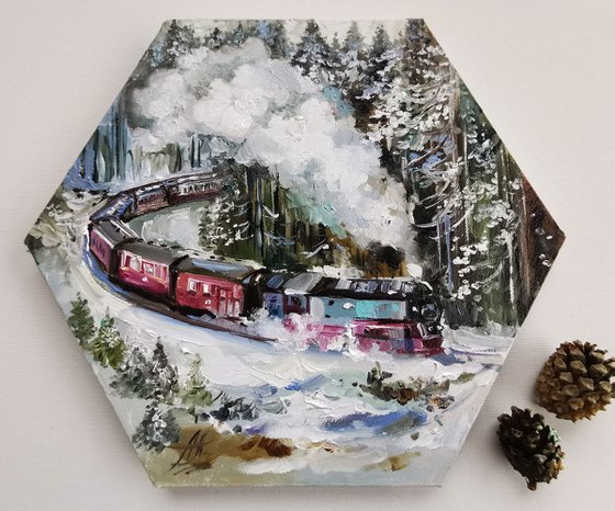 Mountain painting, Polar Express oil painting