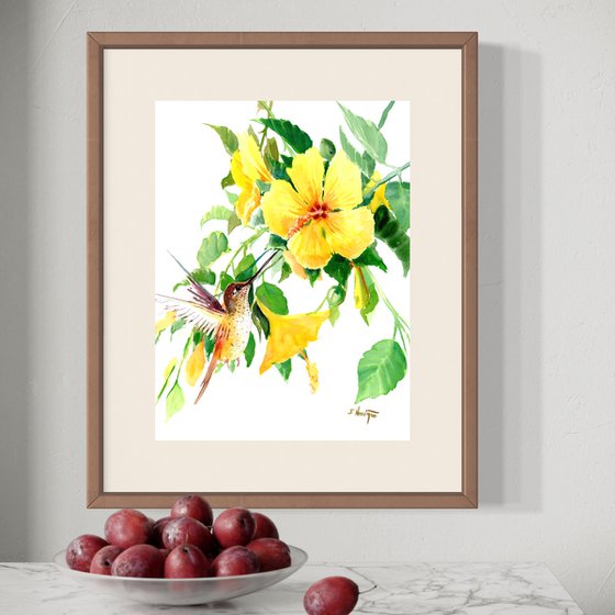 Hummingbird and Hibiscus