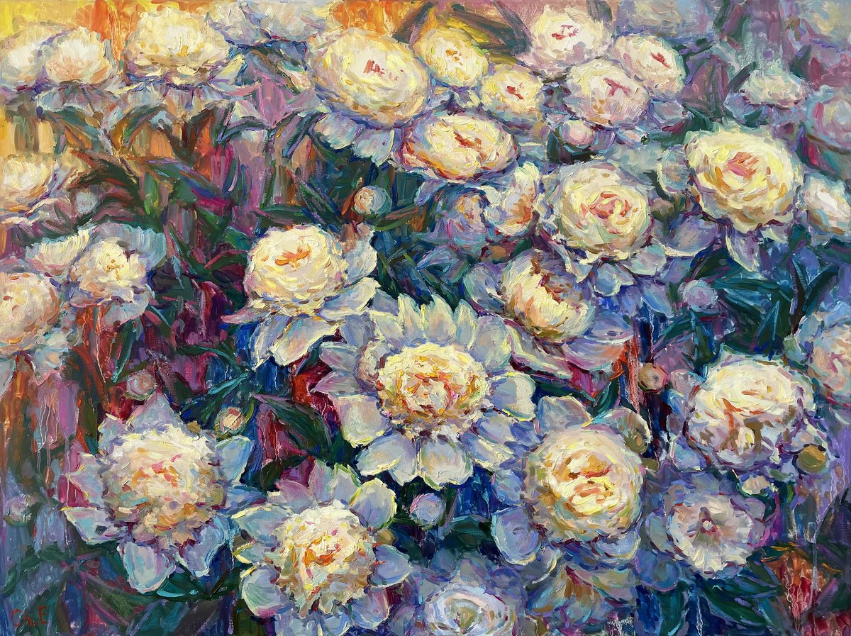 White Peonies By Evgeny Chernyakovsky, 39 X 30, Artwork For Sale On Artfinder