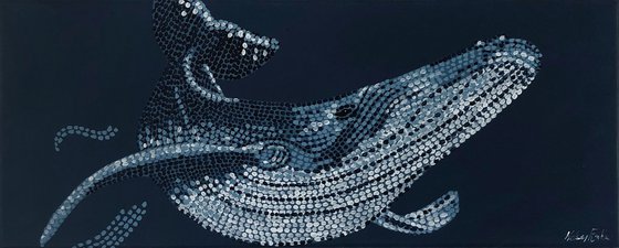 Humpback Whale - pointillism painting