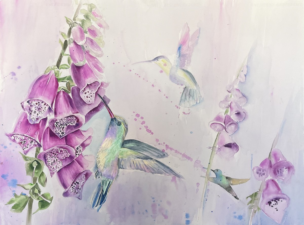 Photorealistic Animal Watercolour By Irina Ponna, 30 X 22, Tender Flowers, Original Artwork