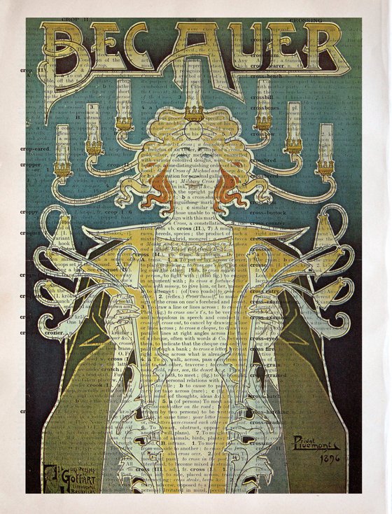 Bec Auer - Collage Art Print on Large Real English Dictionary Vintage Book Page
