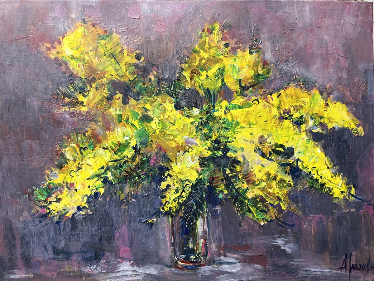 Impressionistic Botanical Acrylic Painting By Altin Furxhi, 28 X 20, Abstract Flowers ., Original Artwork