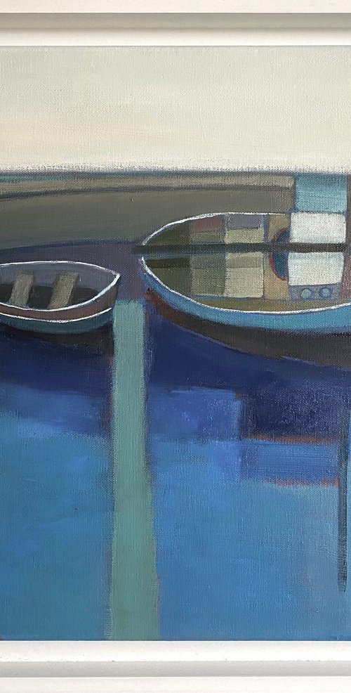 Three Boats in Harbour by Nigel Sharman