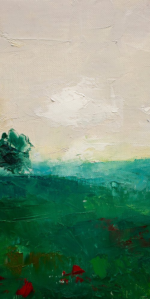 Original abstract landscape painting on canvas, Clouds painting by Anna Lubchik