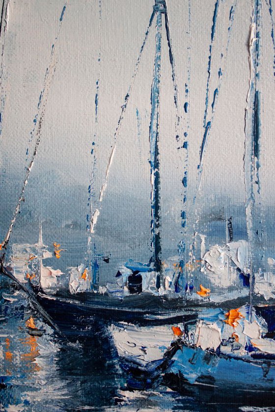 "Yachts in the harbor" ships, seascape