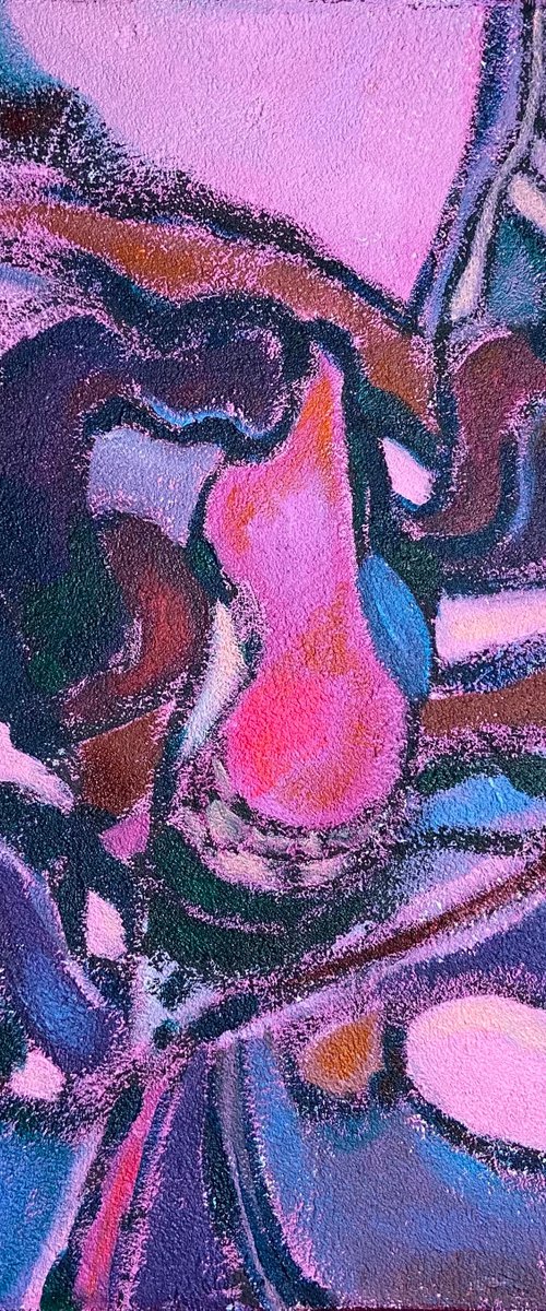 GRAPE SEASON - a square pink abstract painting, textured, red, for her by Yulia Ani