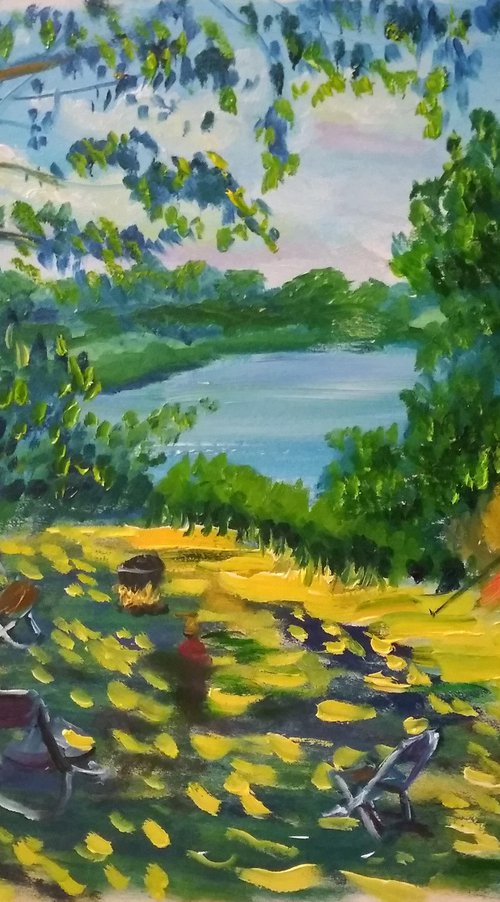 Camping With Friends. Plein Air Oil Painting by Dmitry Fedorov