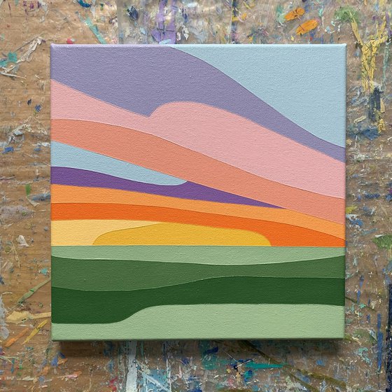 Sunset over the winter fields