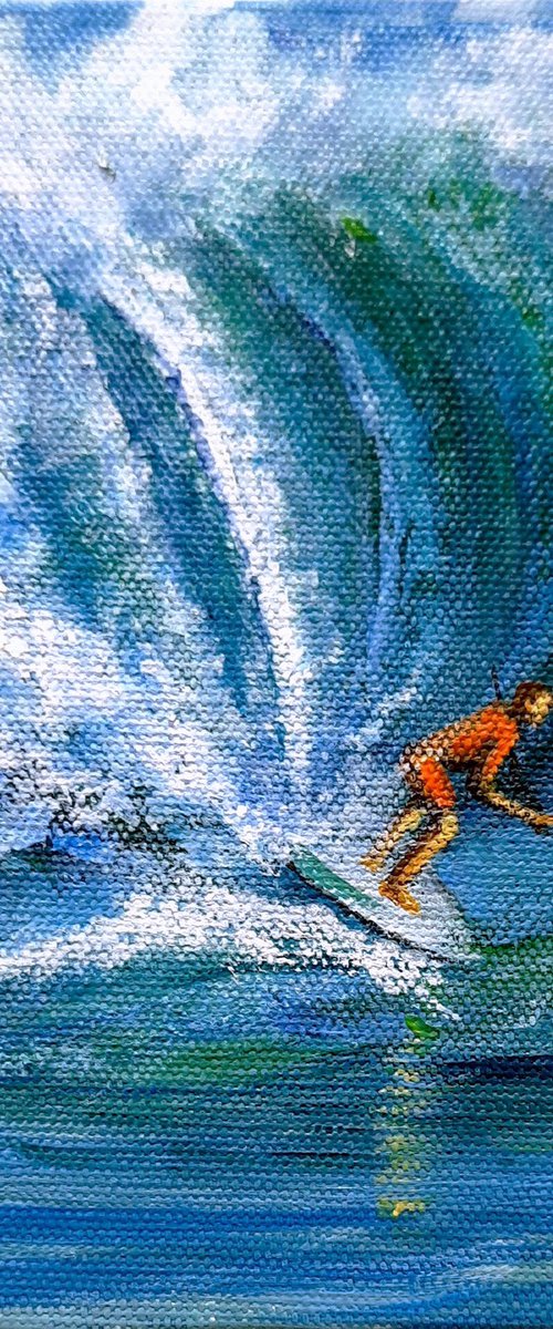 Surfing the blue ocean waves 8 by Asha Shenoy