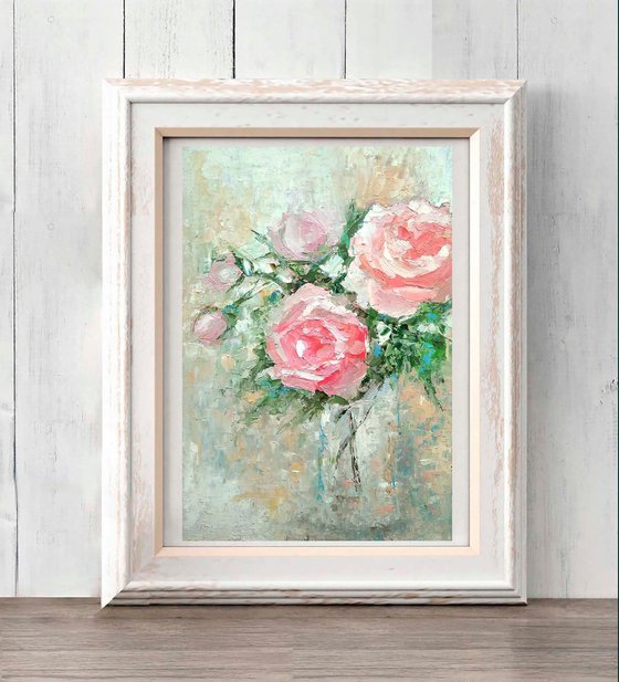 Roses Bouquet Painting Floral Artwork Flower Wall Art