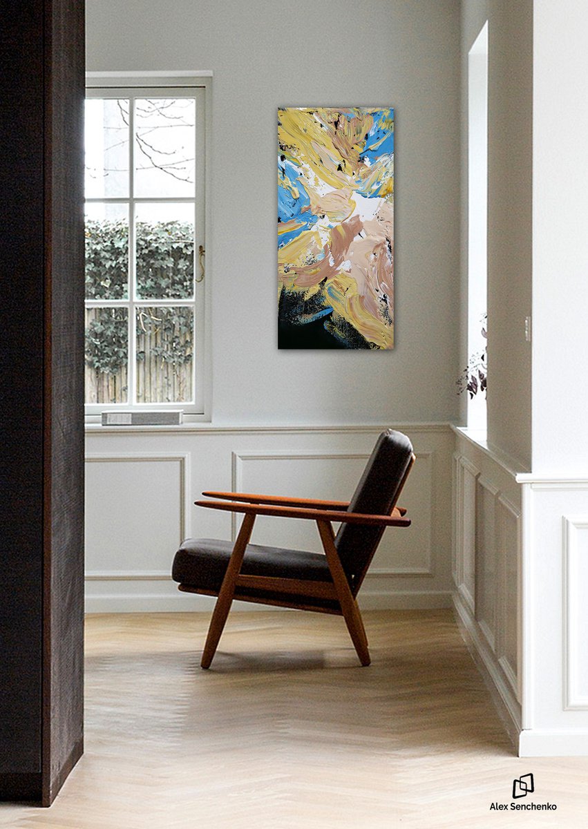 Abstract Acrylic Painting By Alex Senchenko, 20 X 39, Abstract 22112, Original Artwork