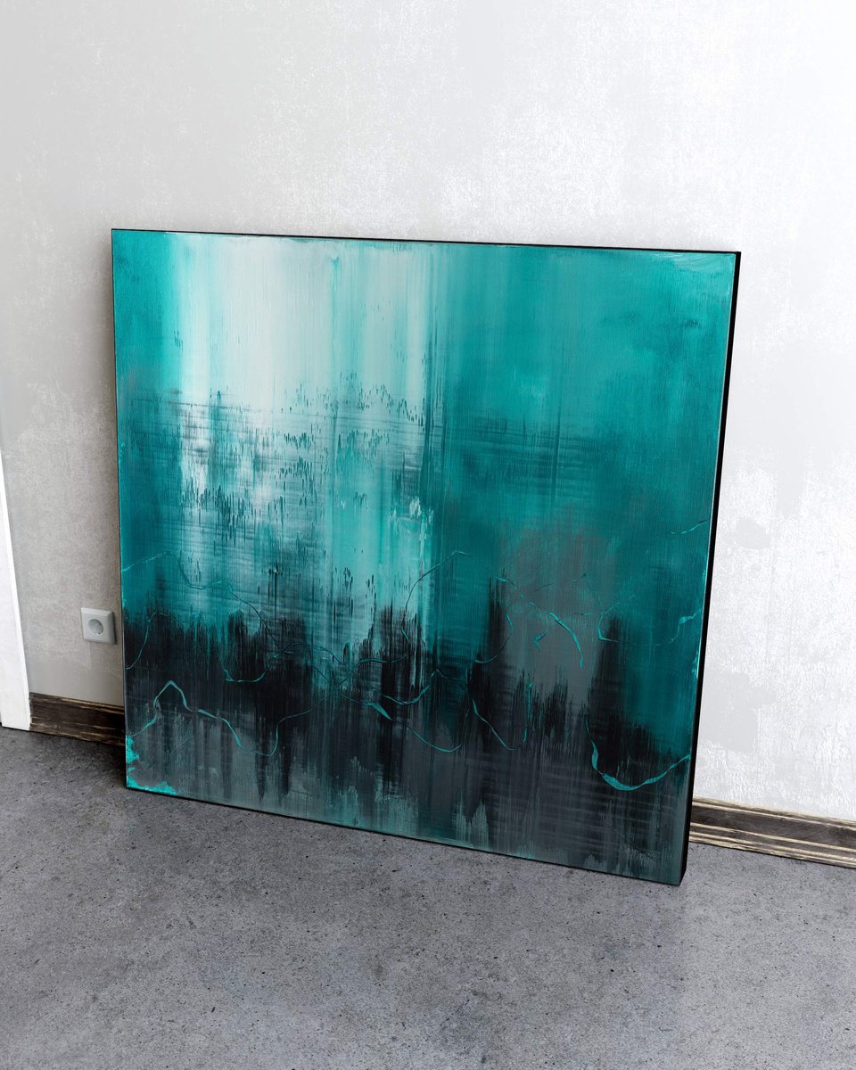 Organic Abstract Acrylic Painting By Nemanja Nikolic, 36 X 36", The Moon Fell From The Sky, Original Artwork