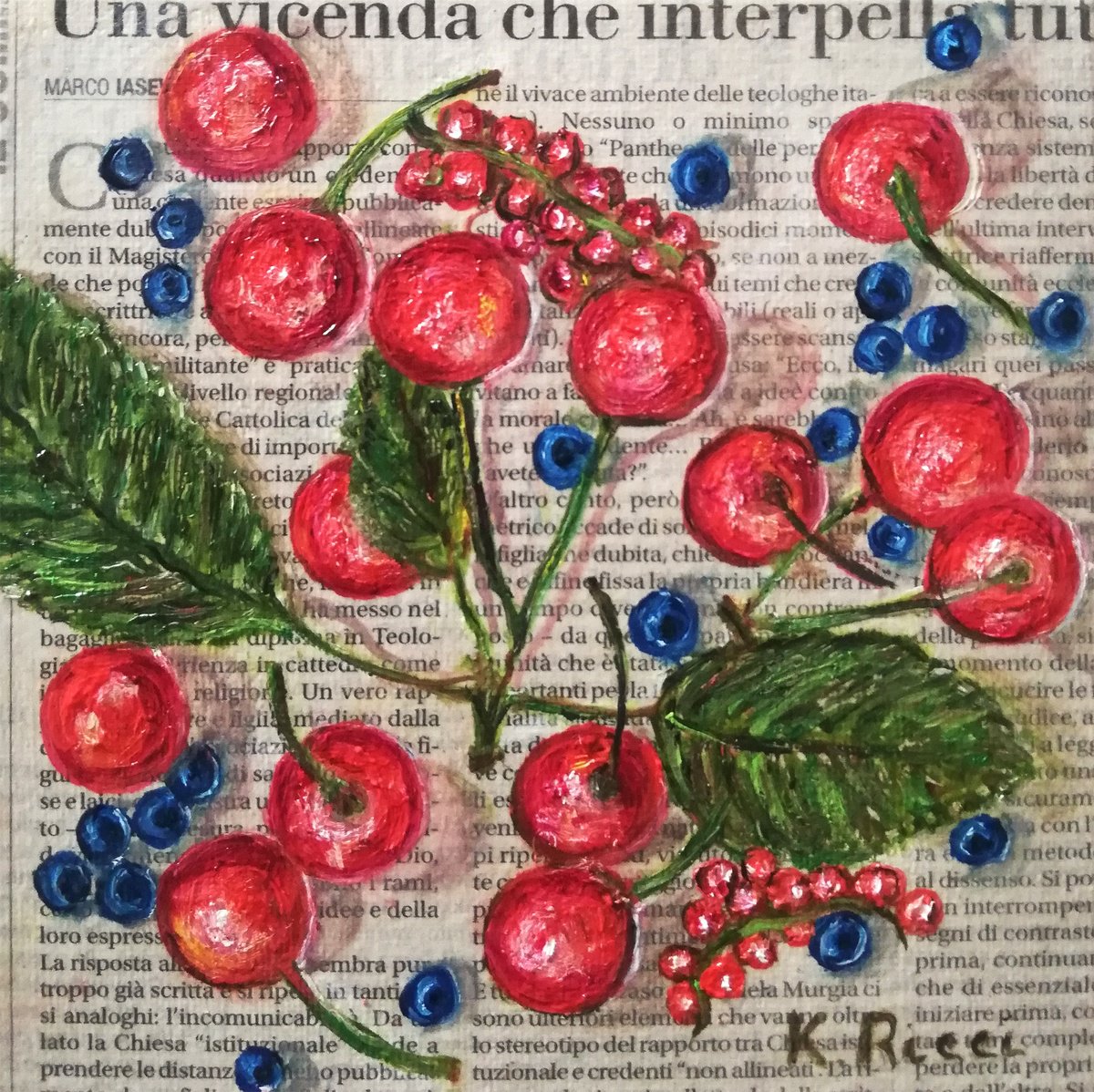 Cherries Blueberries by Katia Ricci