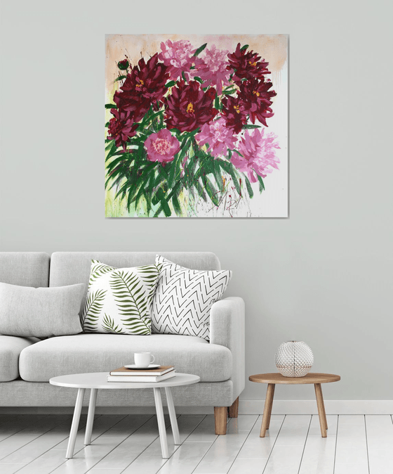 Peonies I /  ORIGINAL ACRYLIC PAINTING