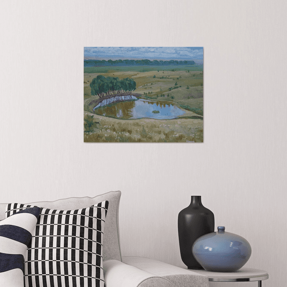 Pond in the field - Original  oil painting (2019)