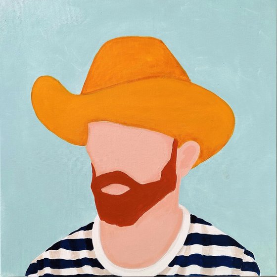 Van Gogh with Straw Hat and Blue Stripes