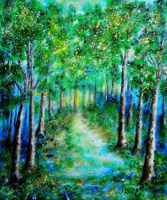 The blue-green forest ..