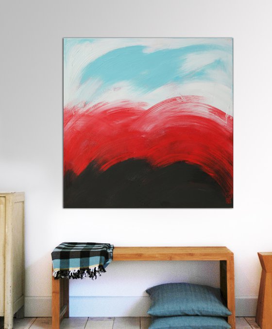 Red Brush Stroked Serie - Oceanic painting - 09J
