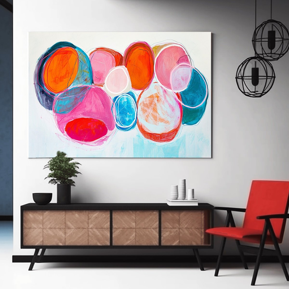 Colorful circles on white by Sasha Robinson